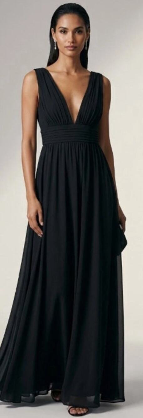 Lulus Heavenly Hues Black Maxi Dress Size XXS Plunging V-Neck Formal Gown Slit